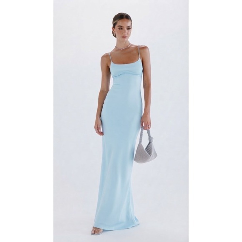 Princess Polly Ravia Maxi Dress Light Blue Slip Open Back US 6